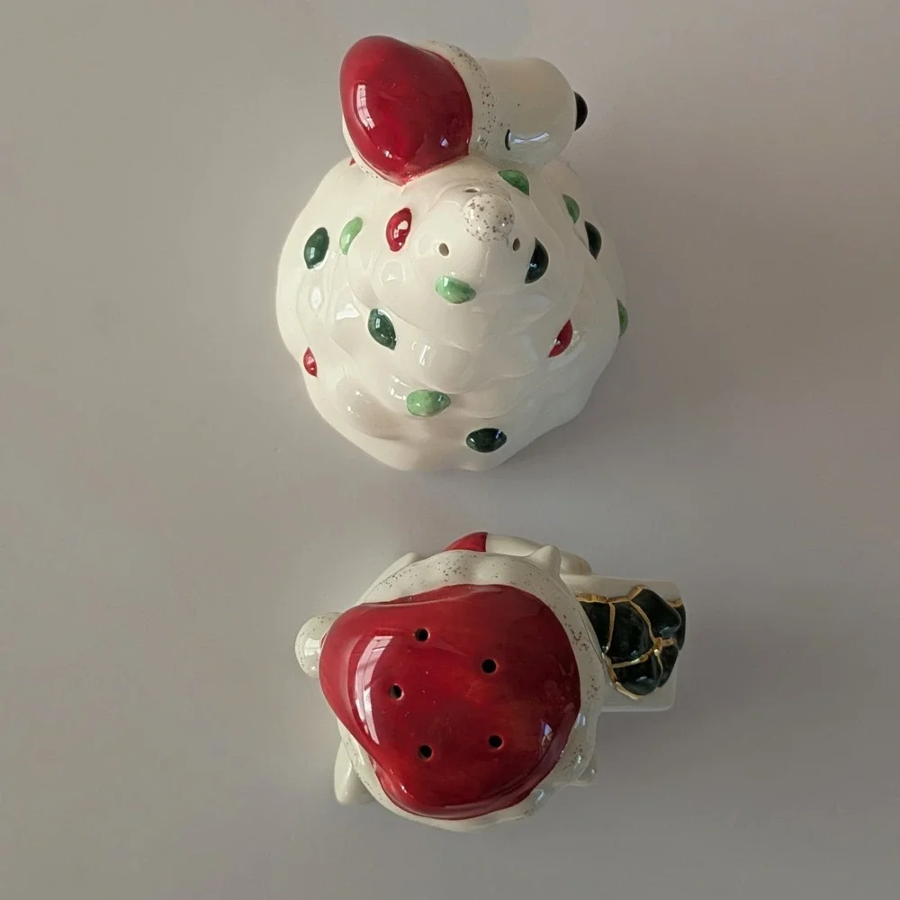 2004 Lenox Charlie Brown & Snoopy Christmas Tree Porcelain Salt & Pepper Set